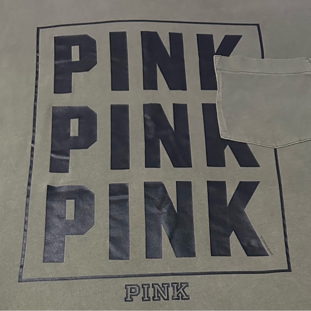 Women Pink by Victoria's Secret Olive Green Long Sleeve Tee Shirt Size Large